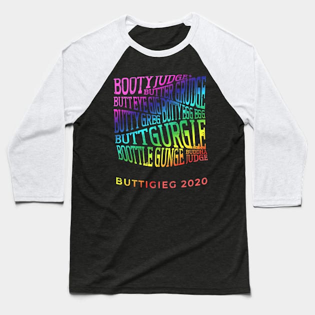 How do you say Mayor Pete Buttigieg's name? Rainbow trippy retro list of ways people say it. Baseball T-Shirt by YourGoods